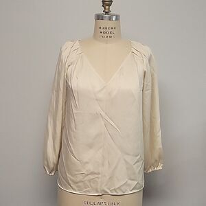 LOFT Cuffed Sleeve Blouse With Shoulder Details. Size M